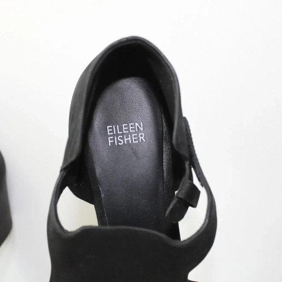 Eileen Fisher brushed leather black sandals size 9 - Picture 3 of 15